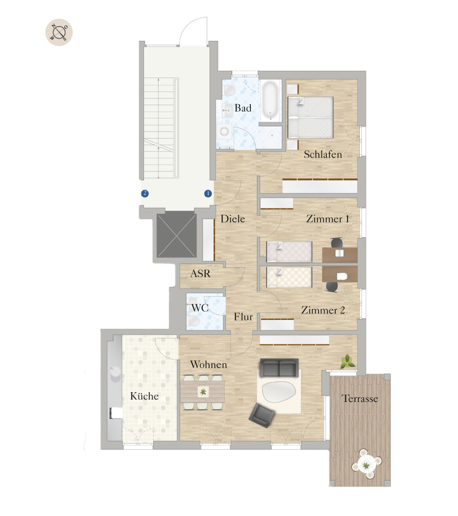 Grundriss Laubestrasse – WE01 Grundriss Eigentumswohnung Laubestrasse – WE01