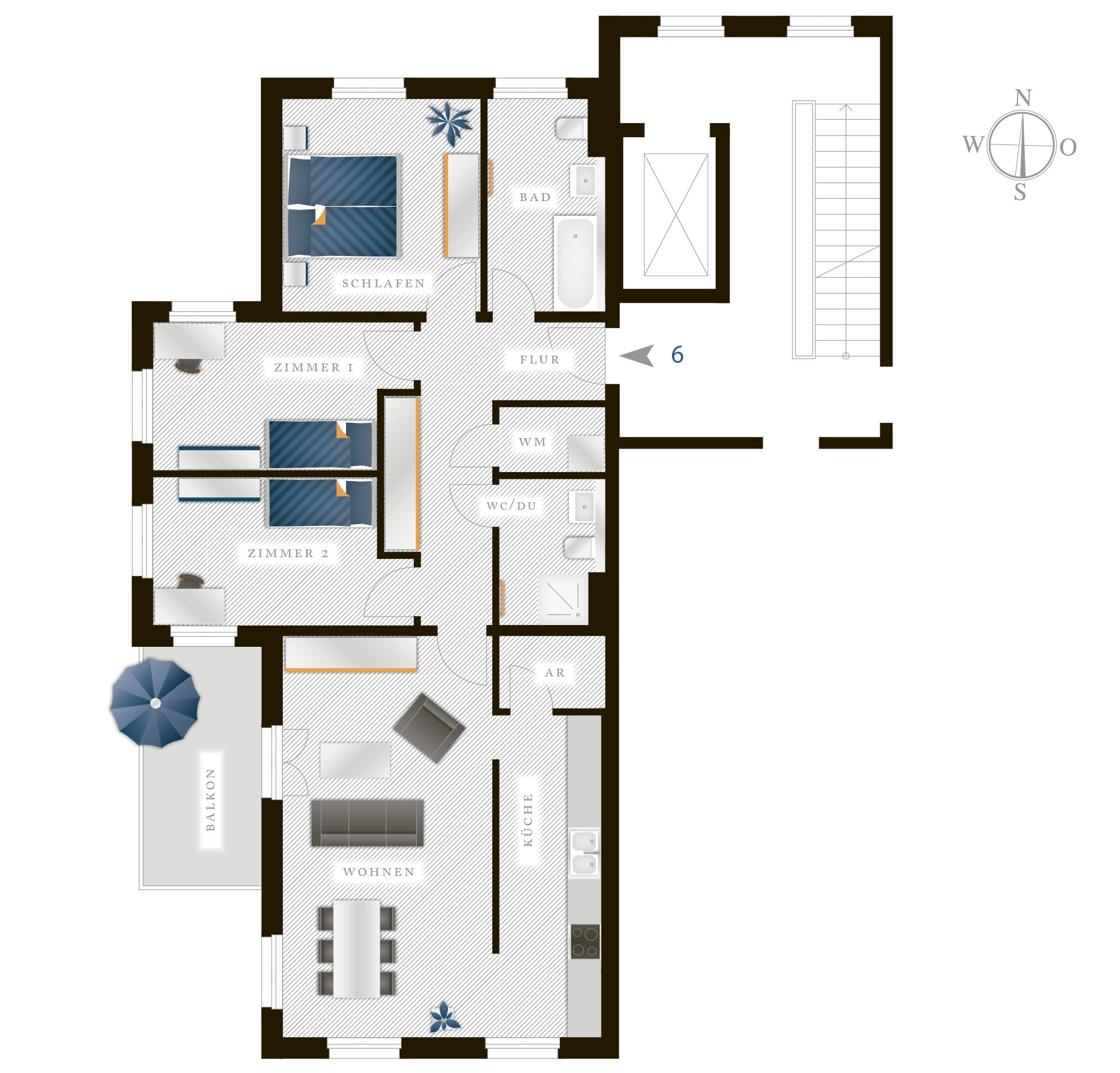 Grundriss Theresienstraße 16 – Nr 6 Grundriss Eigentumswohnung Theresienstraße 16 – Nr 6